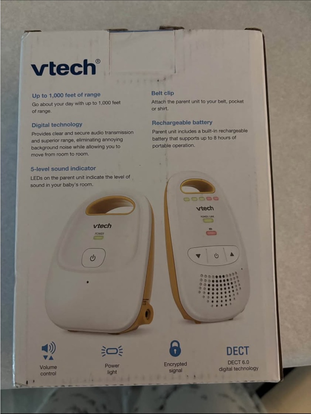 VTech White and Gold Baby Monitor - VTech Portable Audio Monitor